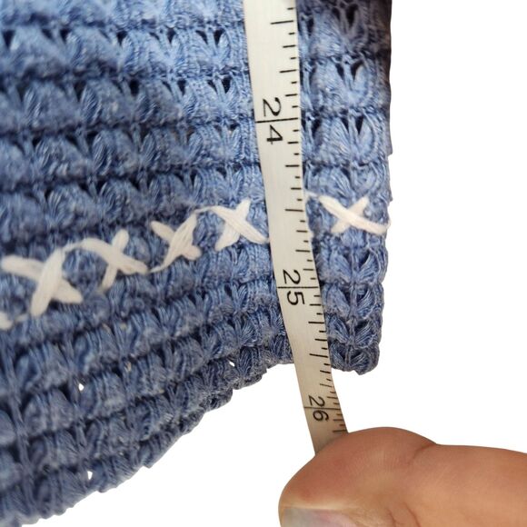 SUNDANCE Sweater Womens XS Blue Thick Stitch Thermal V Neck Top Cabincore - Picture 6 of 9
